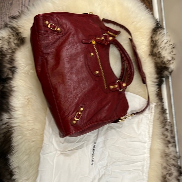 Balenciaga City Bag: Rouge Cerise with Gold Hardware - Picture 7 of 17